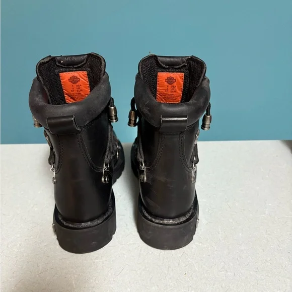 Harley-Davidson Black Motorcycle Boots with Silver Accents Size 6 NWOB - Picture 6 of 8